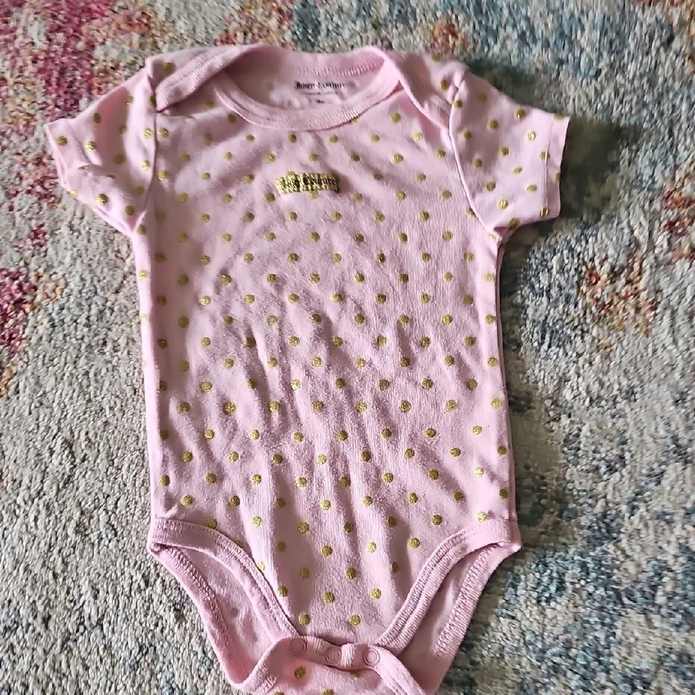 Juicy Couture Pink and Gold Bodysuit with Polka Dots